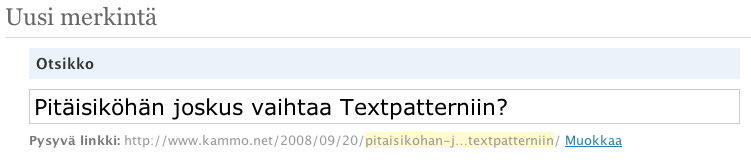 Kuvituskuva - Uusi merkintä
